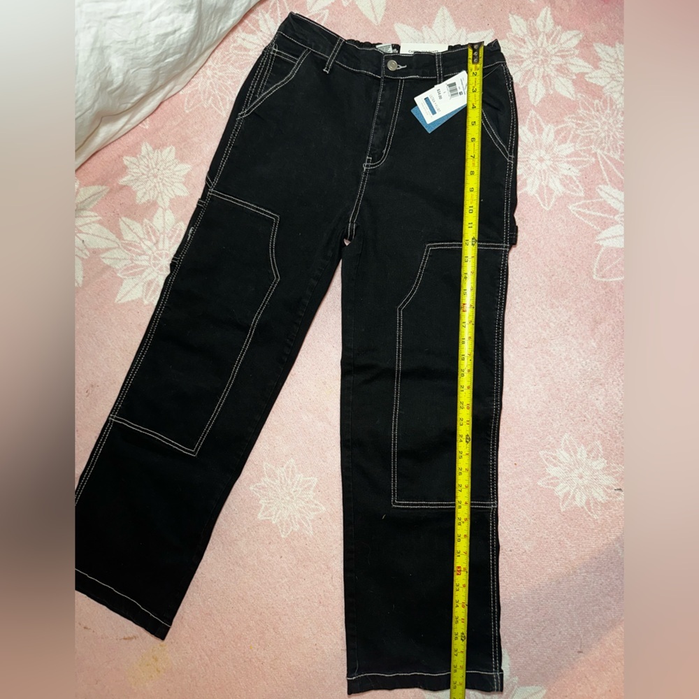 Ultra Flirt Black Carpenter Pants with White Stitching - Picture 5 of 6